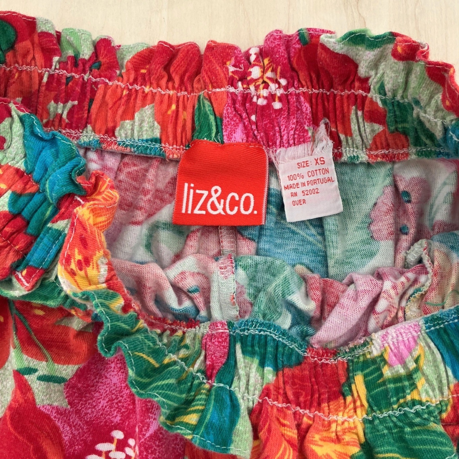 Liz & Co Shorts Womens XS Red Floral High Waisted Cotton Vintage 90s Tropical