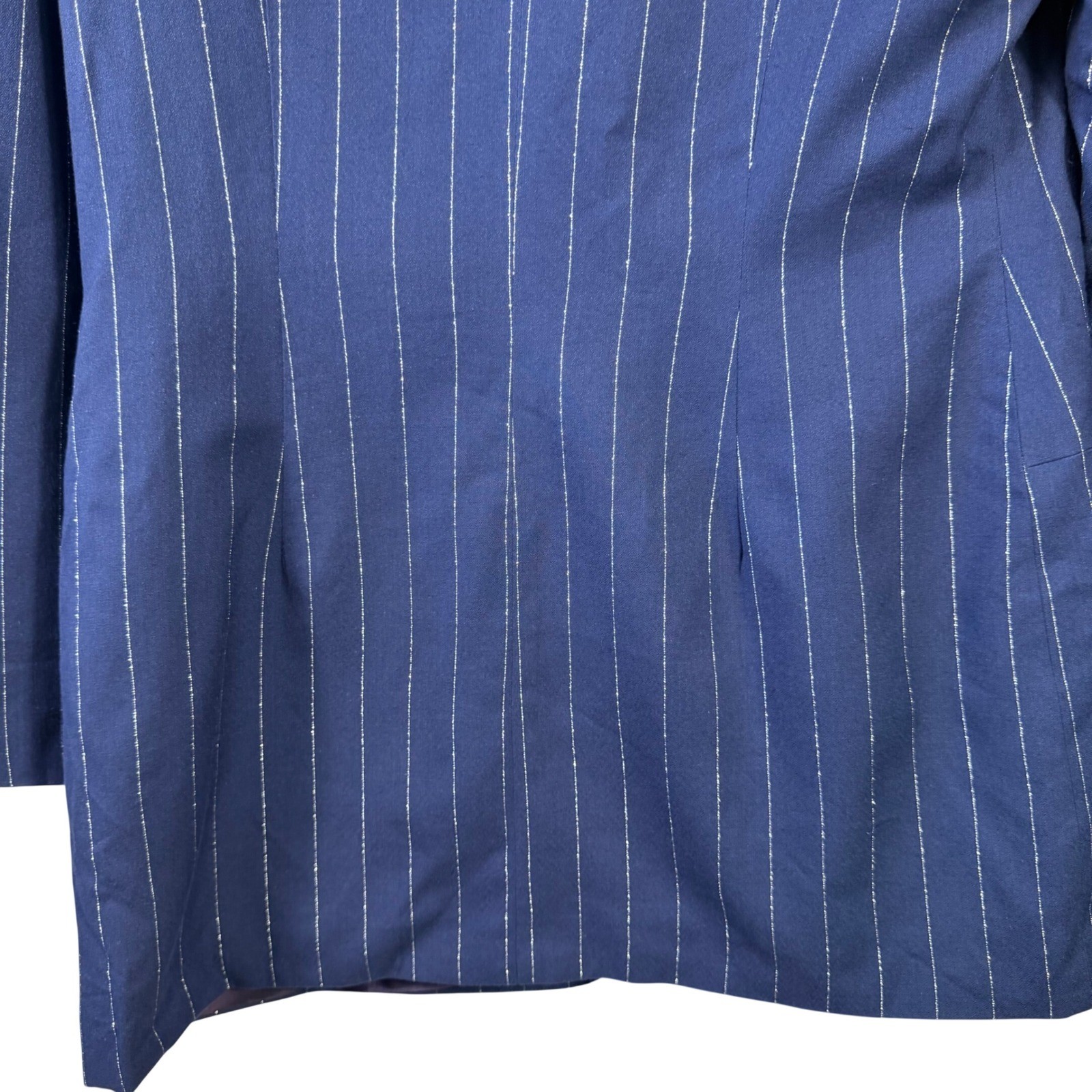 Vintage Memphis Navy Pinstripe Fringe Skirt Suit Set Western Blazer Large