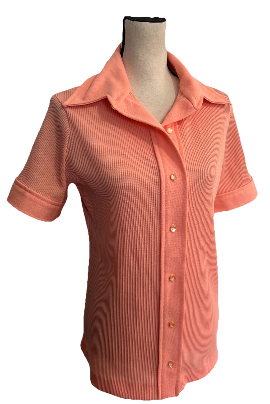Vintage 70s Top Stage 7 Women’s Orange Shirt Blouse Pointed Collar XL