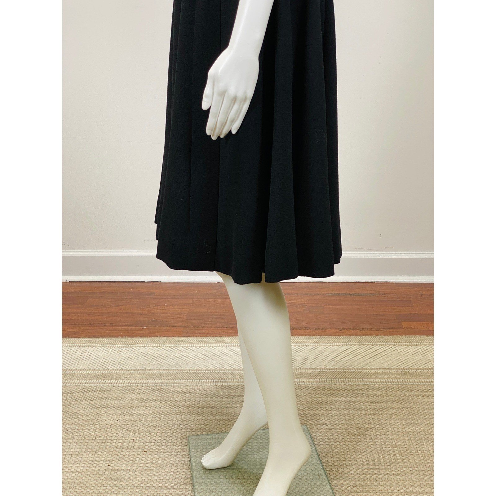 Vintage 1960s Norman Norell Dress Black A-Line Princess Seams Short Sleeve