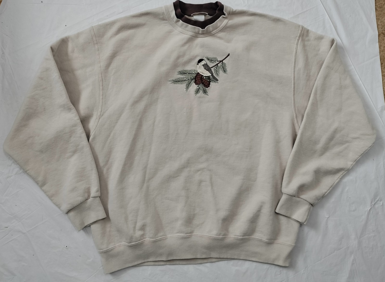 Vintage Top Stitch By Morning Sun Embroidered Bird Sweatshirt Size XL Grannycore