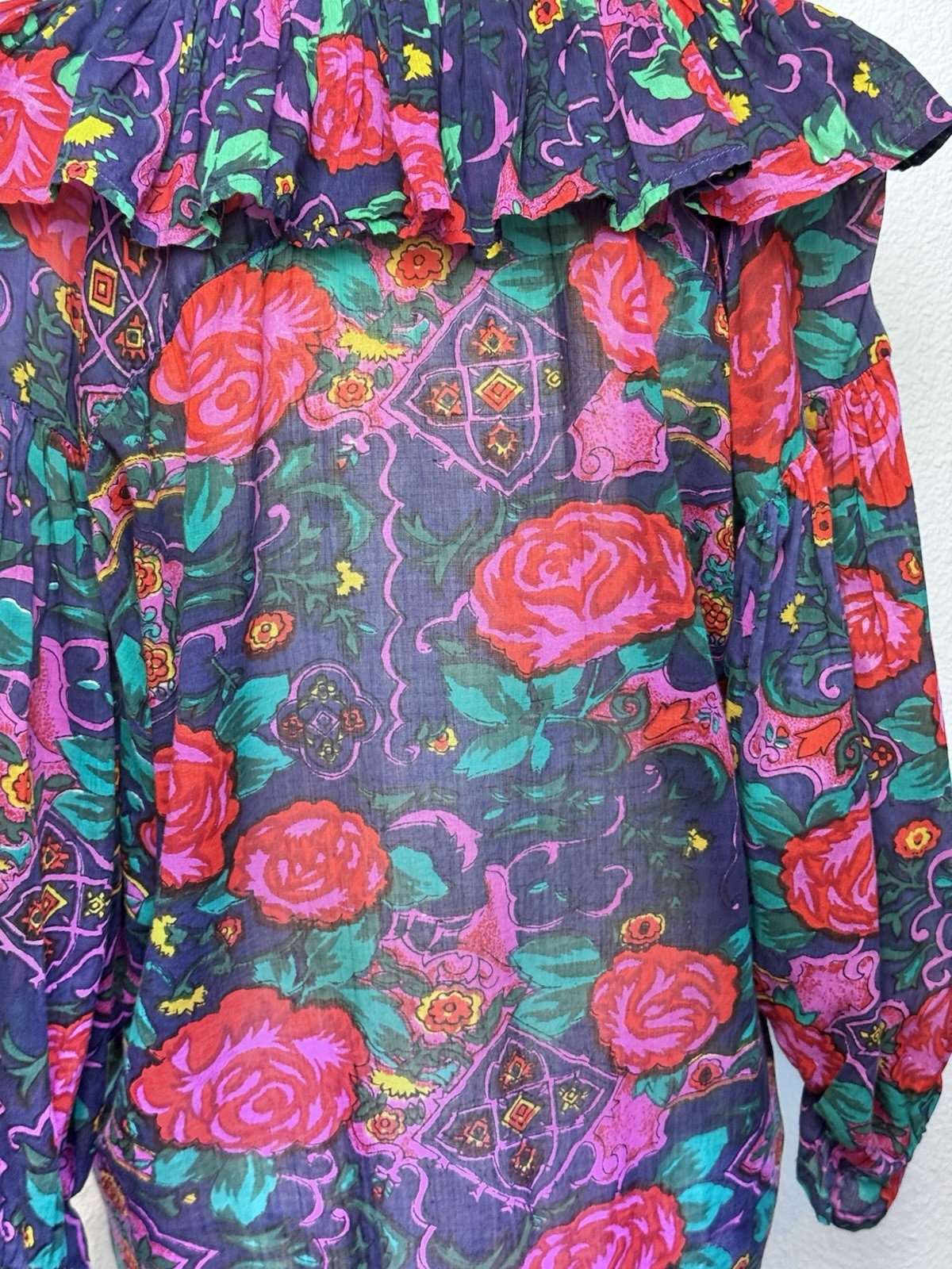 Vintage Speed Limit MPH Women’s SZ M Ruffle Blouse Floral Y2K Boho 90s