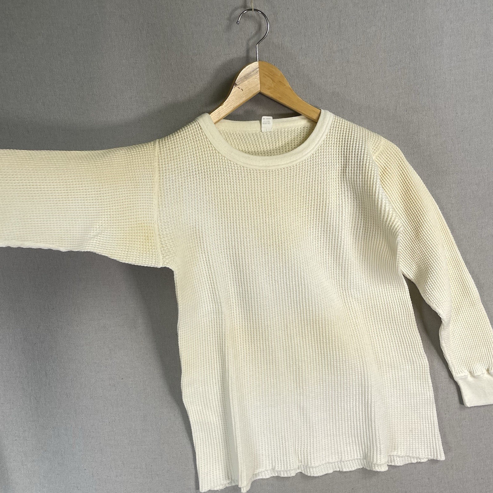 VINTAGE 50s 60s Sears Thermal T Shirt Womens Size Medium Waffle Knit Cotton Flaw