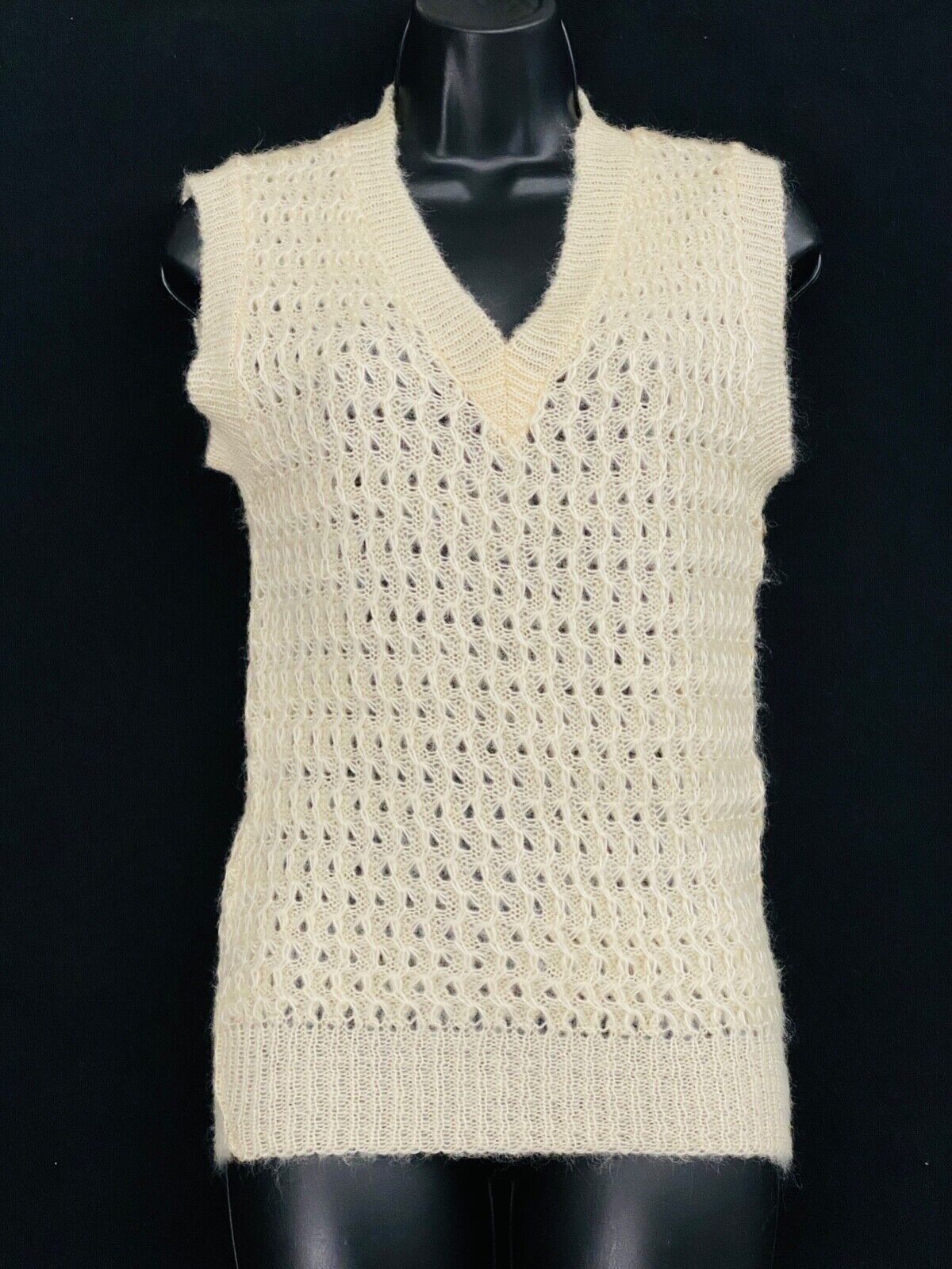 Vintage white sweater lot, ivory lightweight vest top shirt deadstock 1970 1980