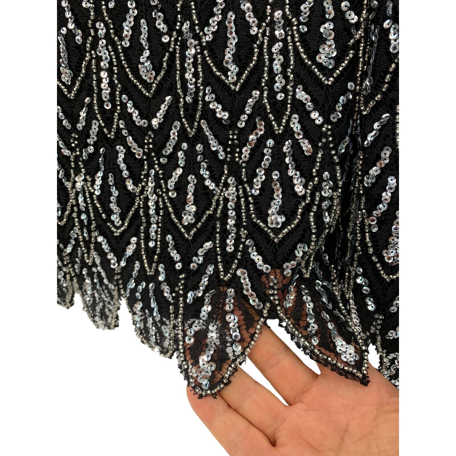 VTG Jennifer Jane Beaded Black Dress Sz 16/18 Custom Wedding Flapper 7214