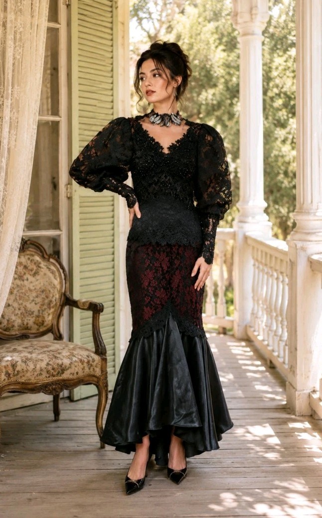 The Young Quinlan Co VTG Minneapolis ARTWEAR Edwardian COLLECTIBLE Dress XS?#CB3