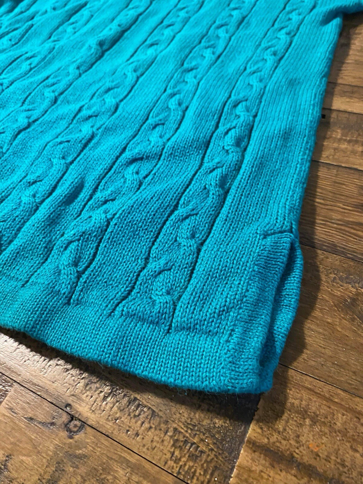 VINTAGE Best American Clothing Co USA Sweater Women Large Blue green Fisherman