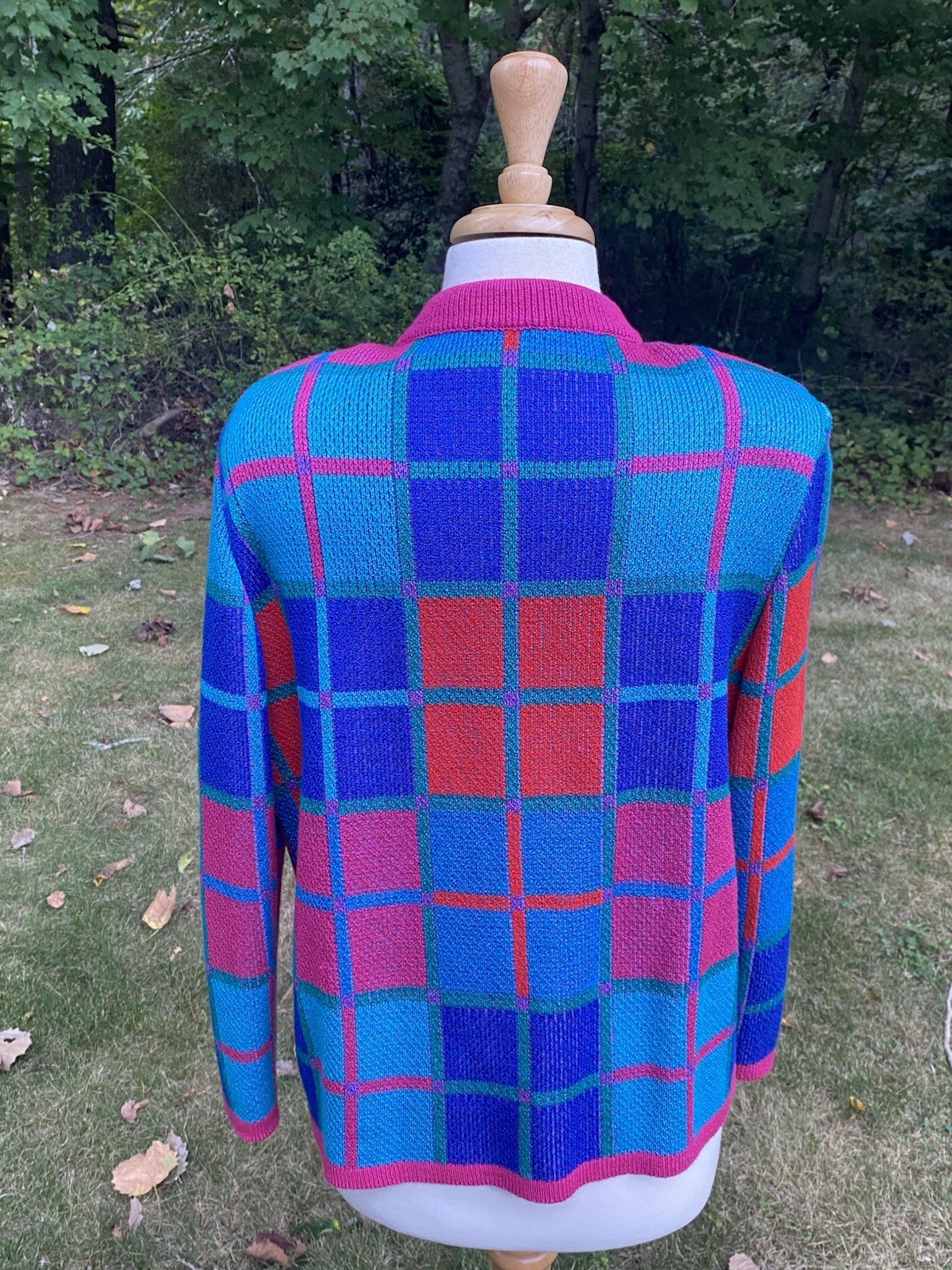 Vtg 80s Castlebrook Plaid Cardigan Sweater Size 14 Grandmacore Maximalism USA