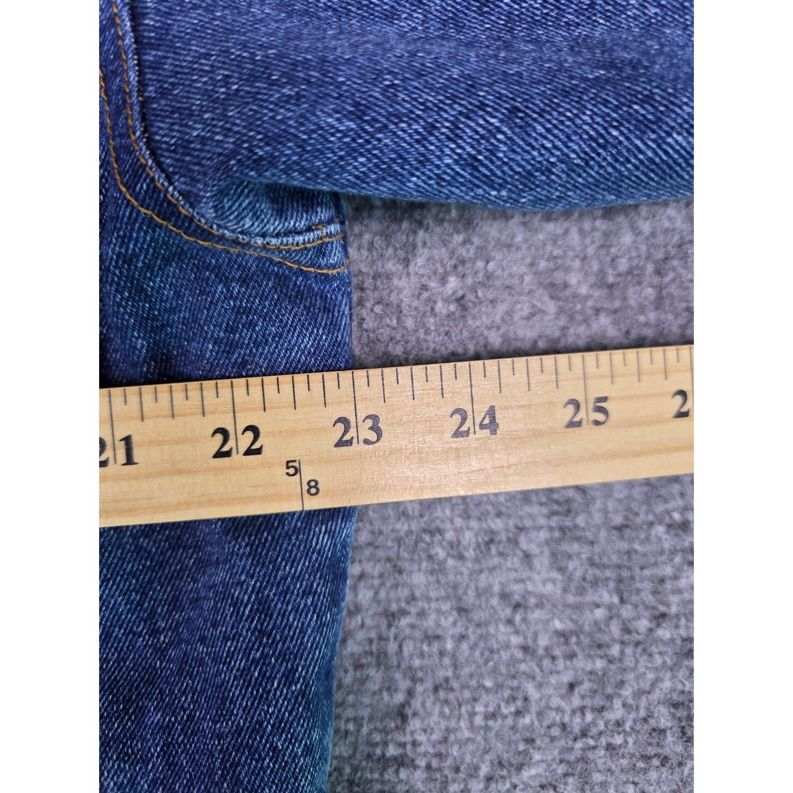 Vintage 90s Southwestern Aztec Denim Jacket Womens M Hooded Blanket Lined Long