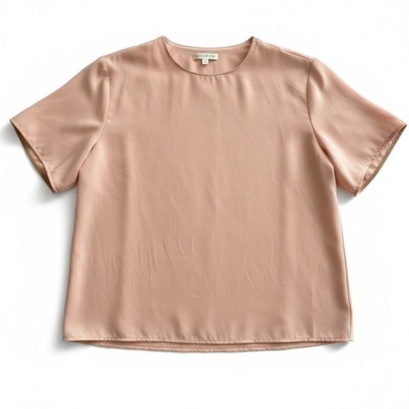 Jack Mulqueen Blouse Blush Beige Vintage Keyhole Back Top Womens Medium
