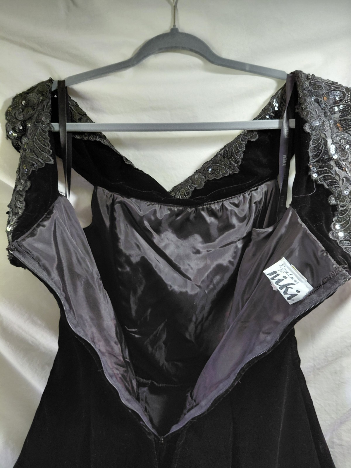 Vtg Karen Lucas For Nikki Size 10 Blk Sheath Velvet Dress Peplum Prom Blk Dress