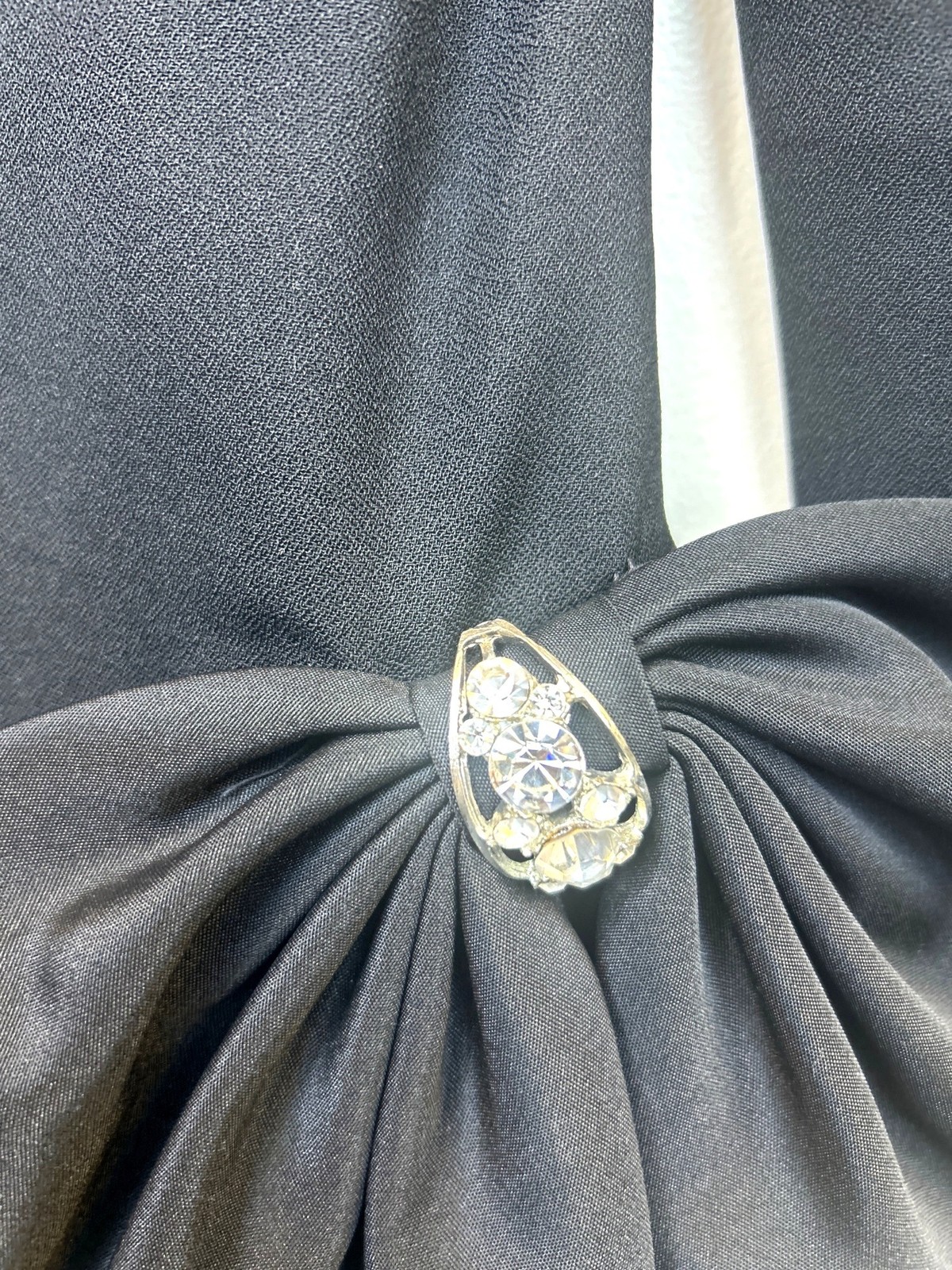 Vintage Huey Waltzer for Darcy Cocktail Dress Sz M Black Ruffles Bow Retro 80s