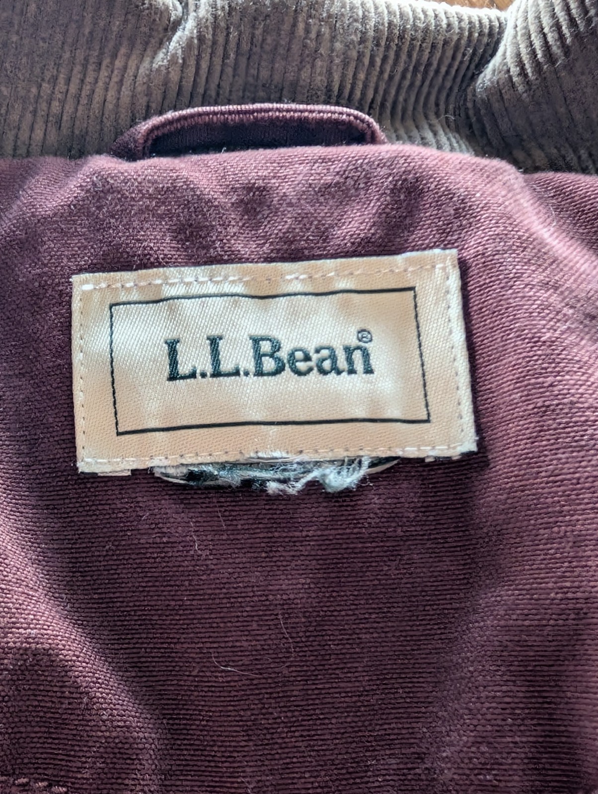 Vintage L.L. Bean Barn Duster Coat Canvas Corduroy Southwest Lined Burgundy XL
