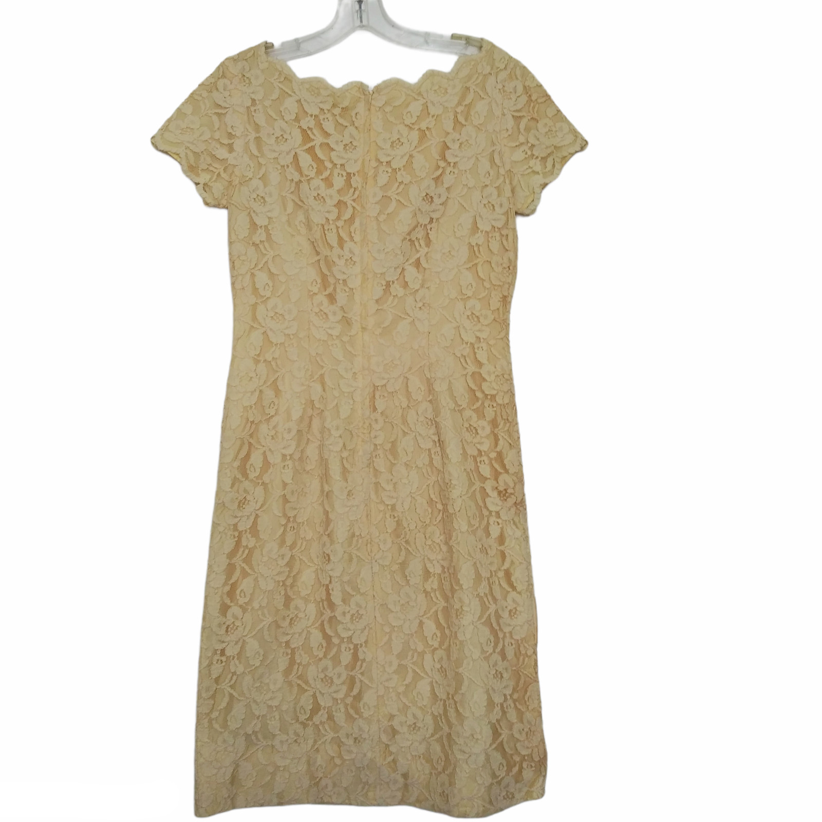 Vintage Yellow Lace Dress Satin Trim Bow 1950s Party Prom S/M 34 X 30 X 34