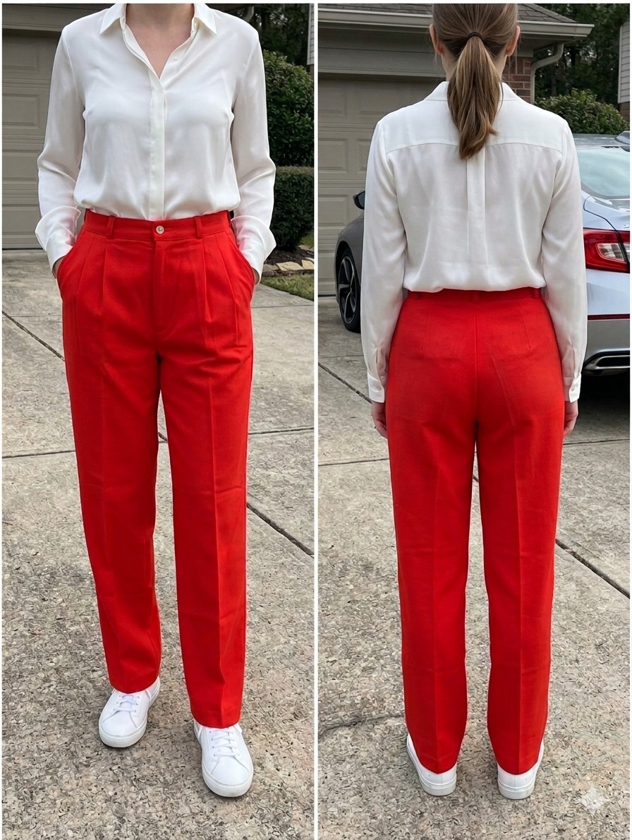 Vintage Palmettos Red High Waisted Pleated Trousers Pants 80s 90s USA