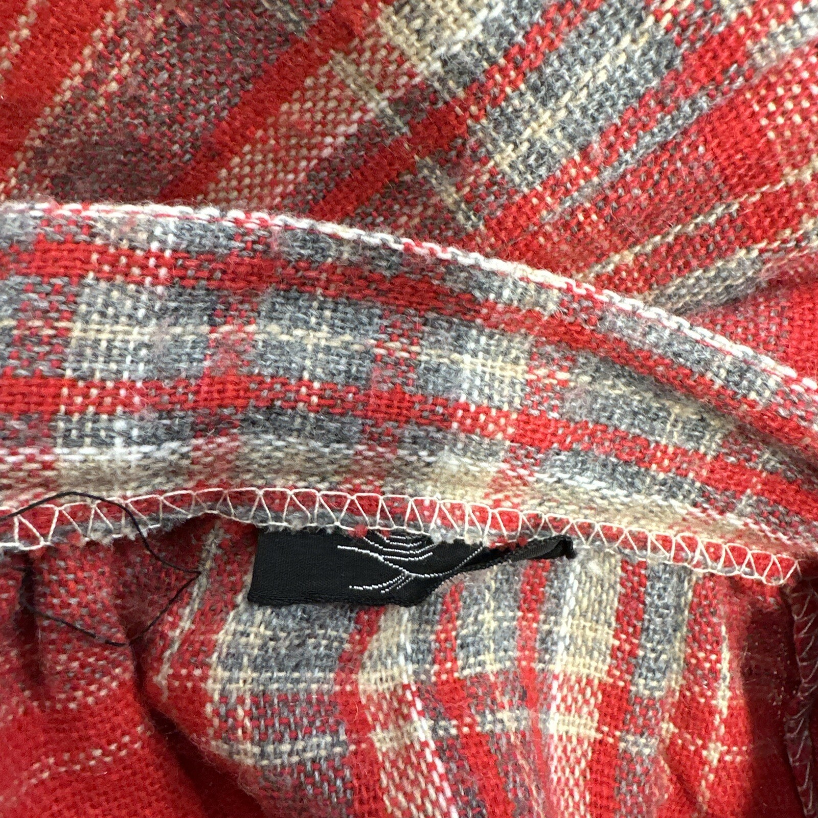 Vintage Flannel Plaid Red Skirt 28×29” Brand Unknown