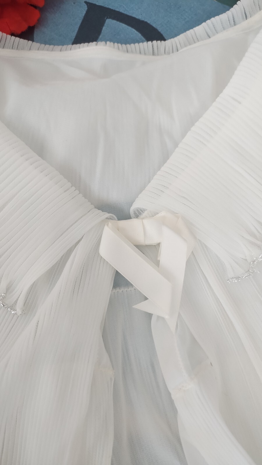 Vanity Fair vintage 1950’s pleated white nylon cropped Bed Jacket Caplet Med
