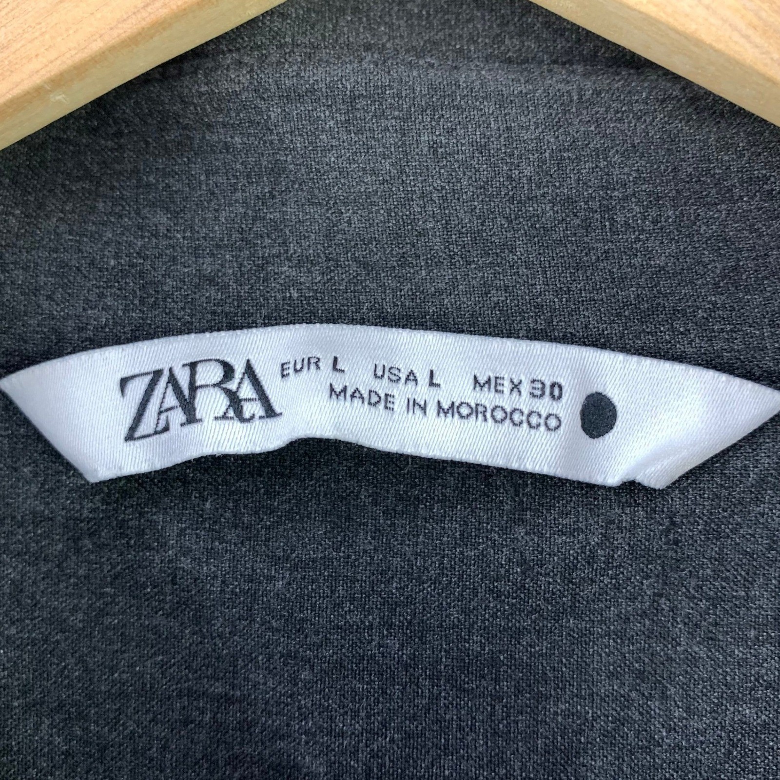 Zara Button Up Shirt Womens Large Black Casual Long Sleeve Minimalist Career