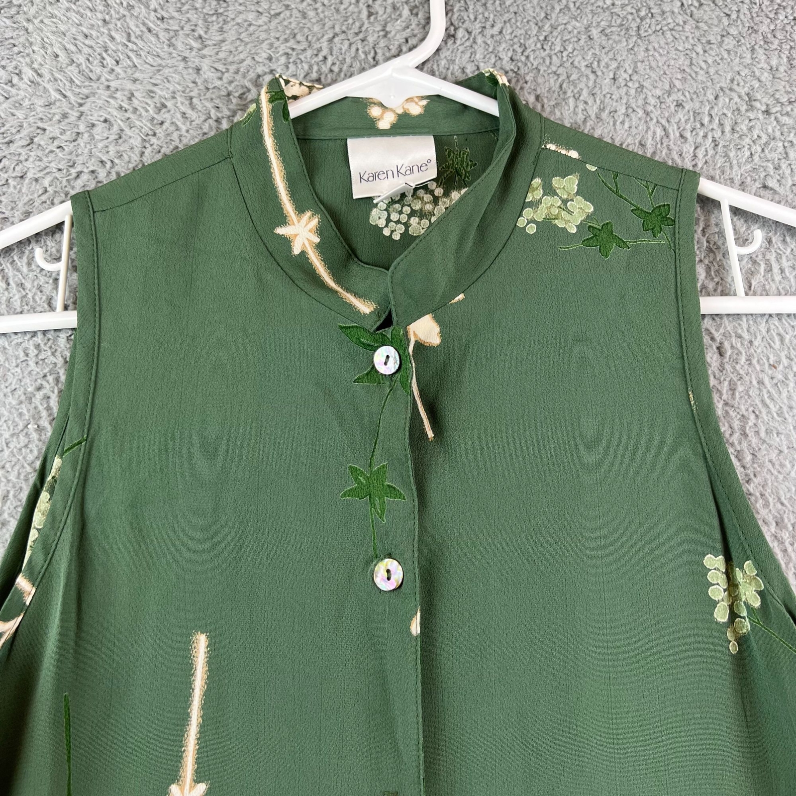 Vintage 90’s Karen kane Green Floral Sleeveless Button Dress and Skirt set size