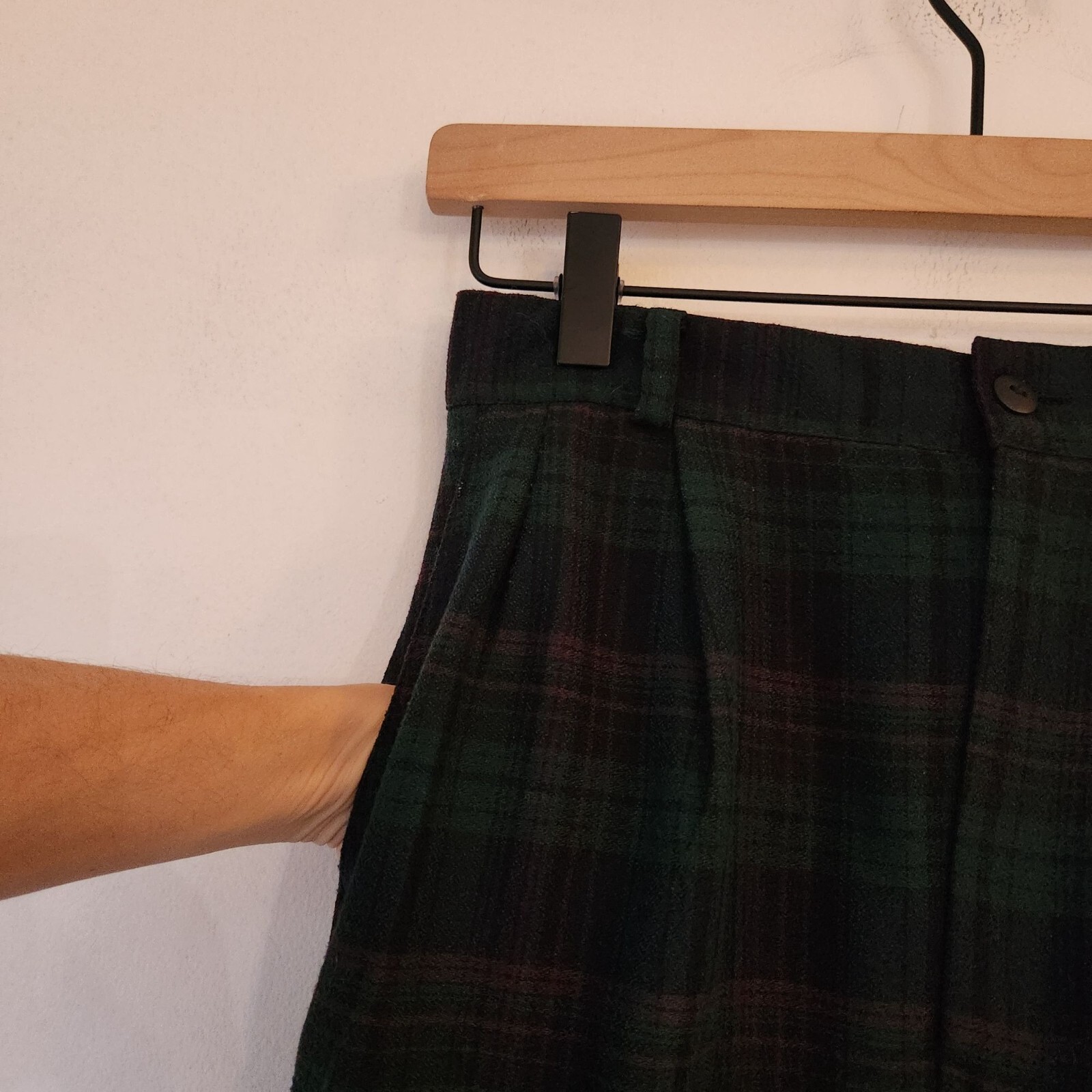 VTG High Waisted Green Plaid Stirrup Pants Made in USA Academia 2-4 (VTG 5/6)