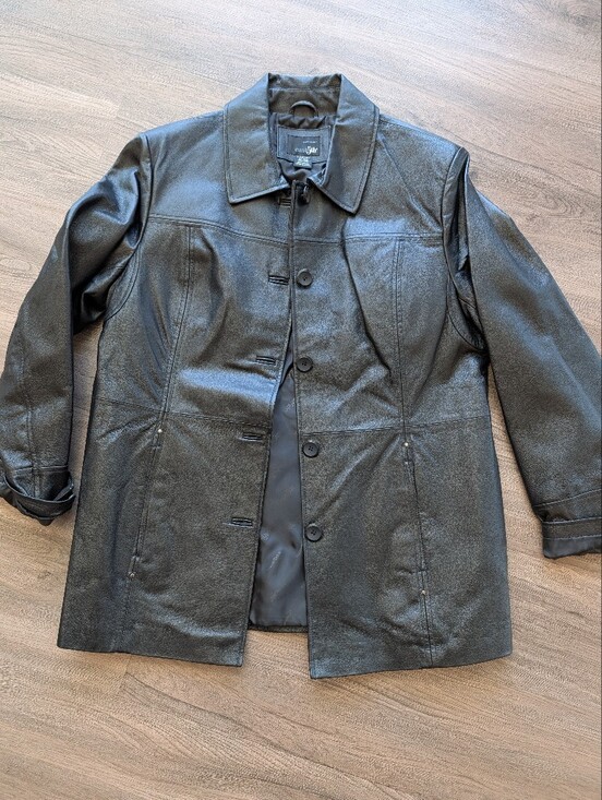 Vintage East 5th Black Leather Button Up Jacket
