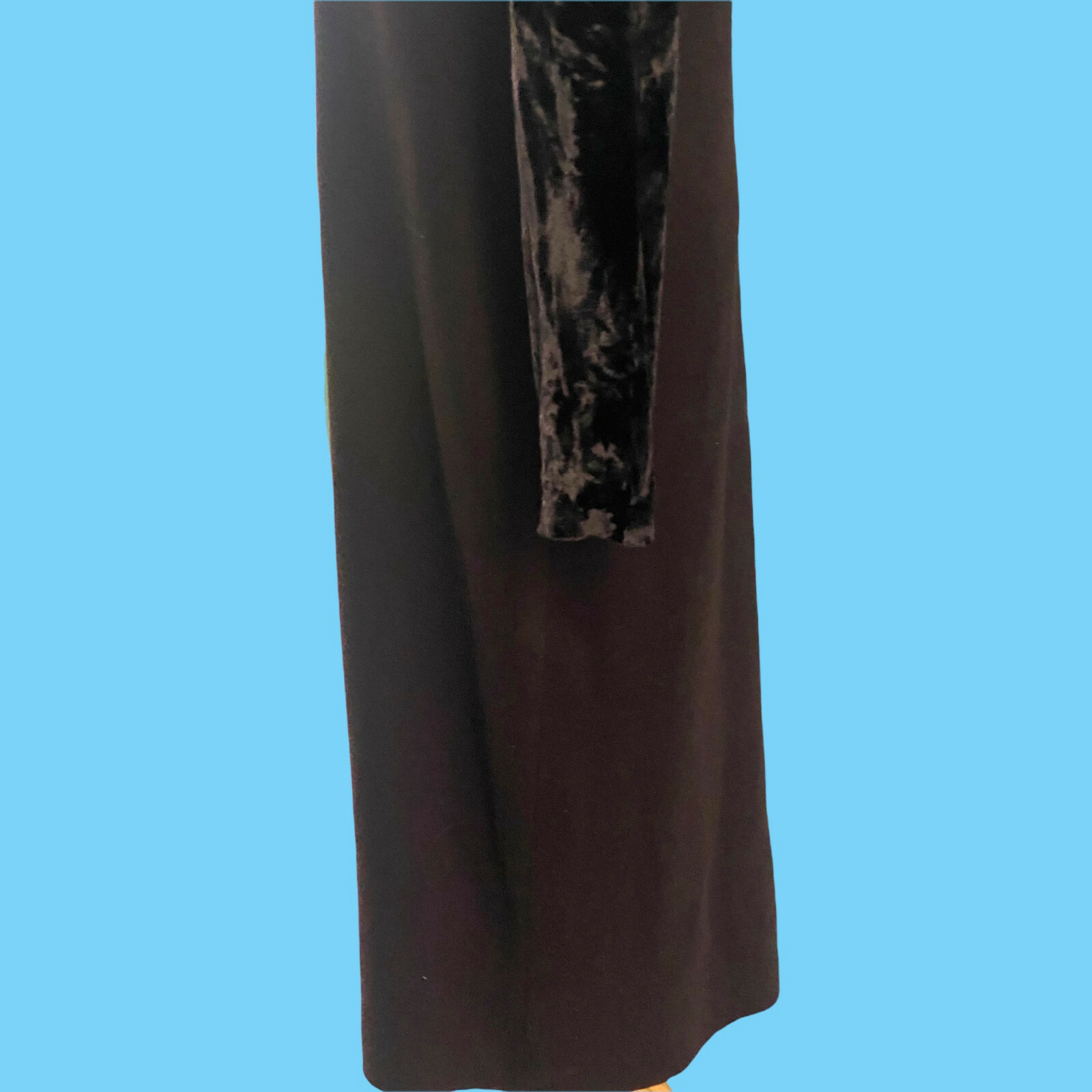Vintage Nina Charles For Kasper ASL Brown Maxi Dress W/ Velvet Arms