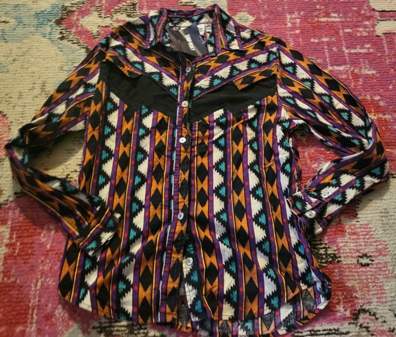NWT NEW Rodeo Western Wear VTG NOS Cowboy Cowgirl button up shirt S southwest