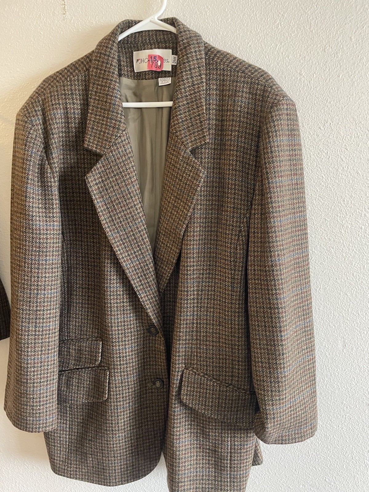 JH Collectibles Vtg Skirt Suit Wool Women 24W Brown Earth Tones Academia
