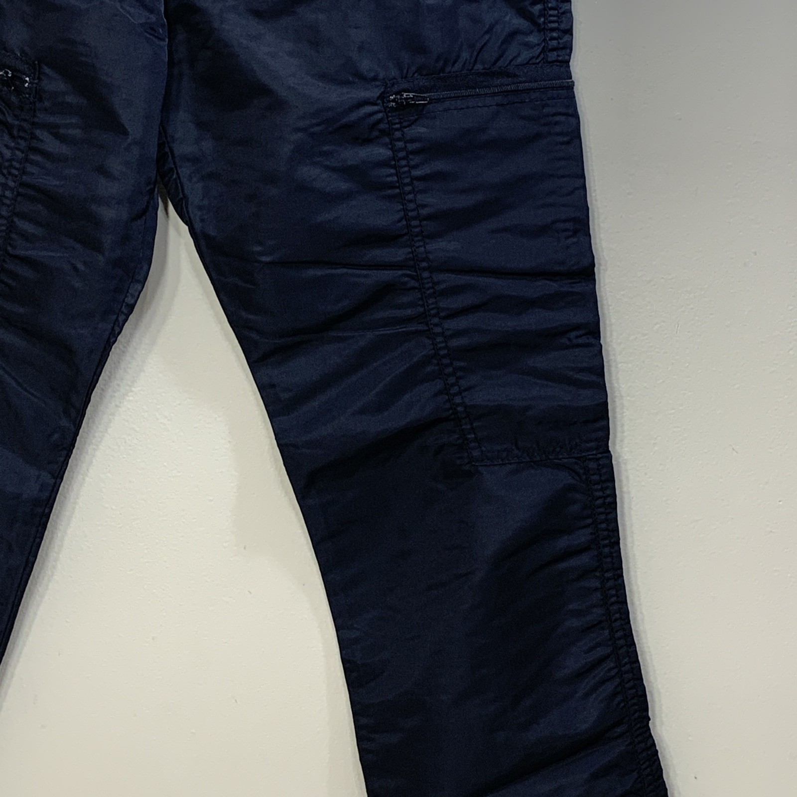 Iconic 80’s Black Parachute Pants Nylon Cargo 6 Pockets Zip Leg Size 7-8