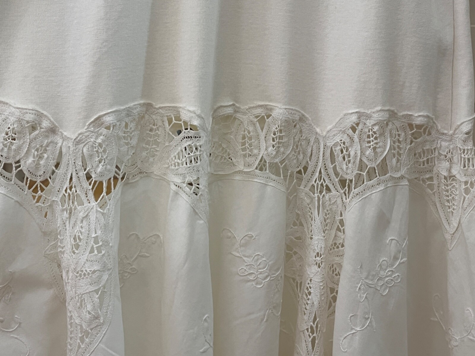 VTG 70s/80 G.Y.M. California 100% Cotton/Linen Imported Lace Ivory Maxi Dress