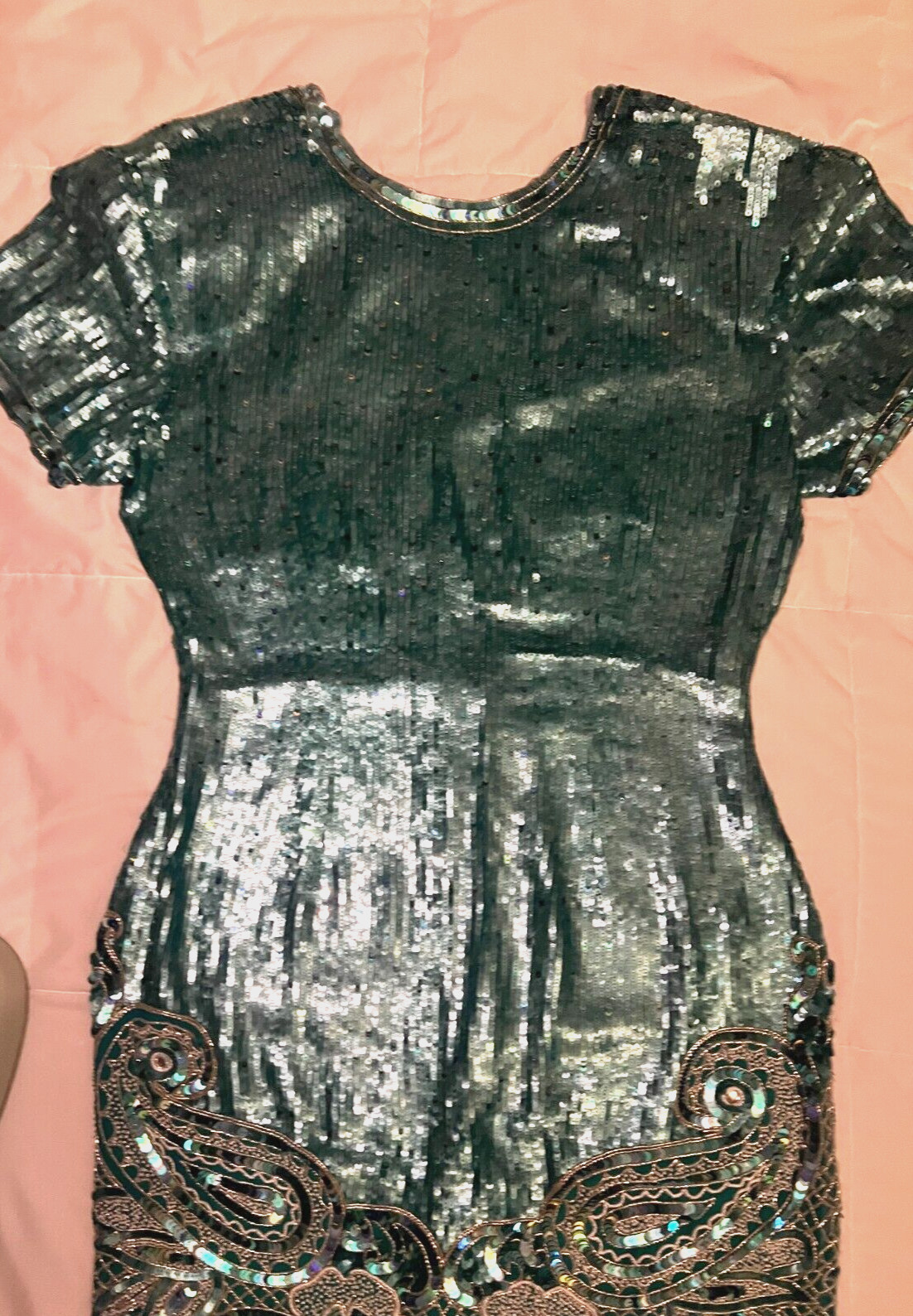 Naeem Khan Riazee Nights Blue Silver Beaded Evening Formal Dress M