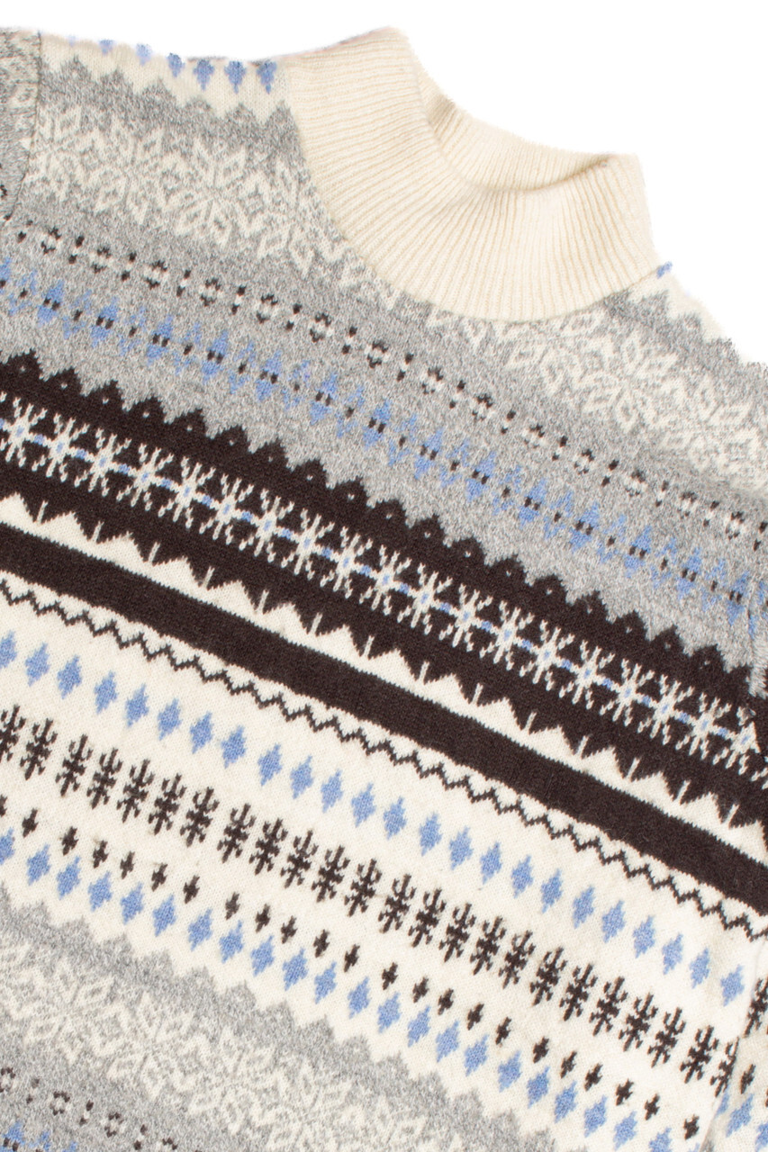 Vintage D’allaird’s Fair Isle Sweater X-Large Gray Blue Knit Pattern 1028