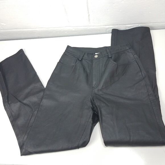 Newport News High waist Leather Black Pants Biker Mom Goth Rock 6, 90’s