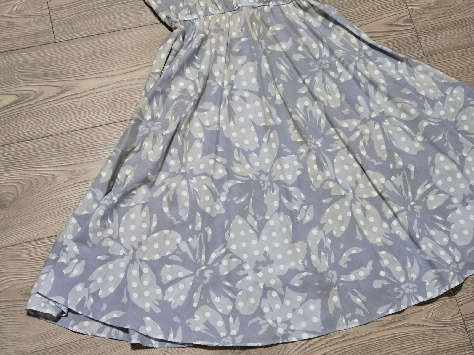 S. L. Petites Fashions Dress True Vintage Womens Size 10 Blue Floral *Stains*