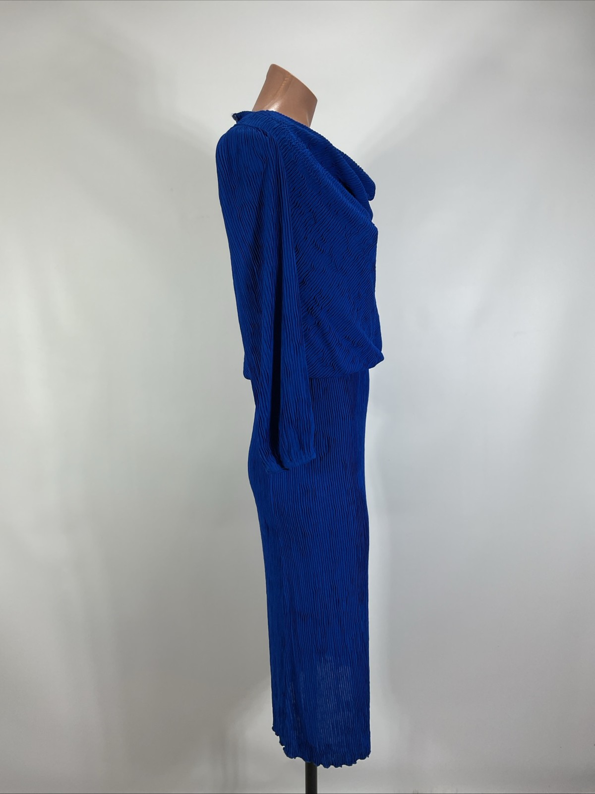 Leslie Fay Vintage Blouson Plisse Pleated Dress Secretary Unionmade 8P Cowl Neck