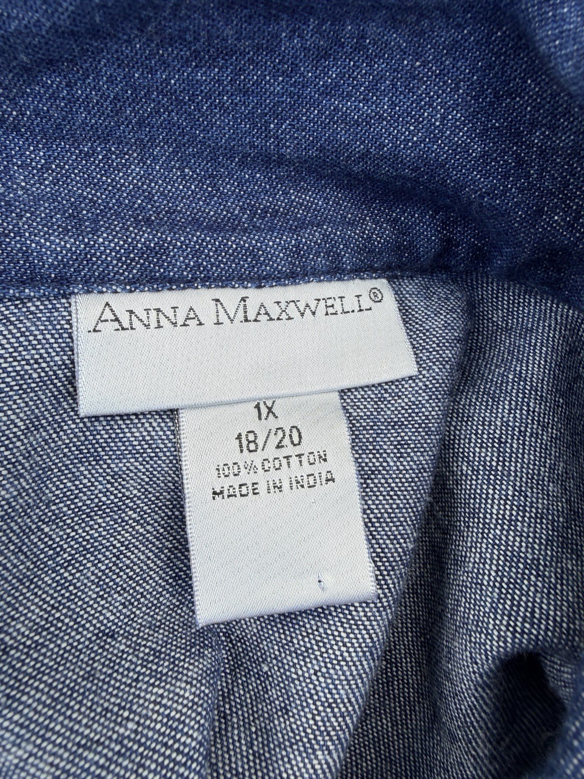 ANNA MAXWELL VINTAGE DENIM SHIRT DRESS SZ 1X EMBROIDERED BOHO MIDI JEAN DRESS