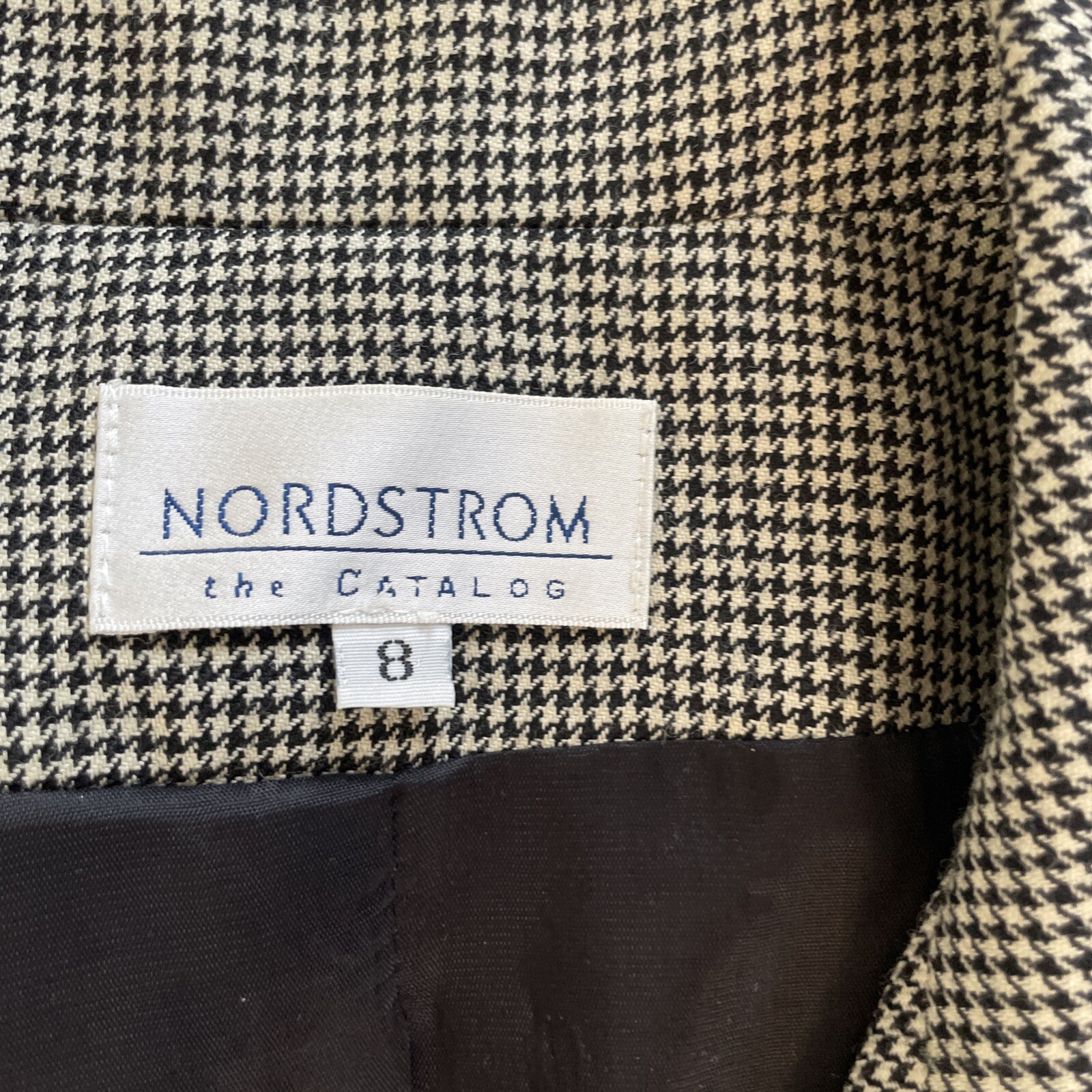 Vintage Nordstrom Houndstooth Wool Blazer Sz 8 Career Office Classic Timeless
