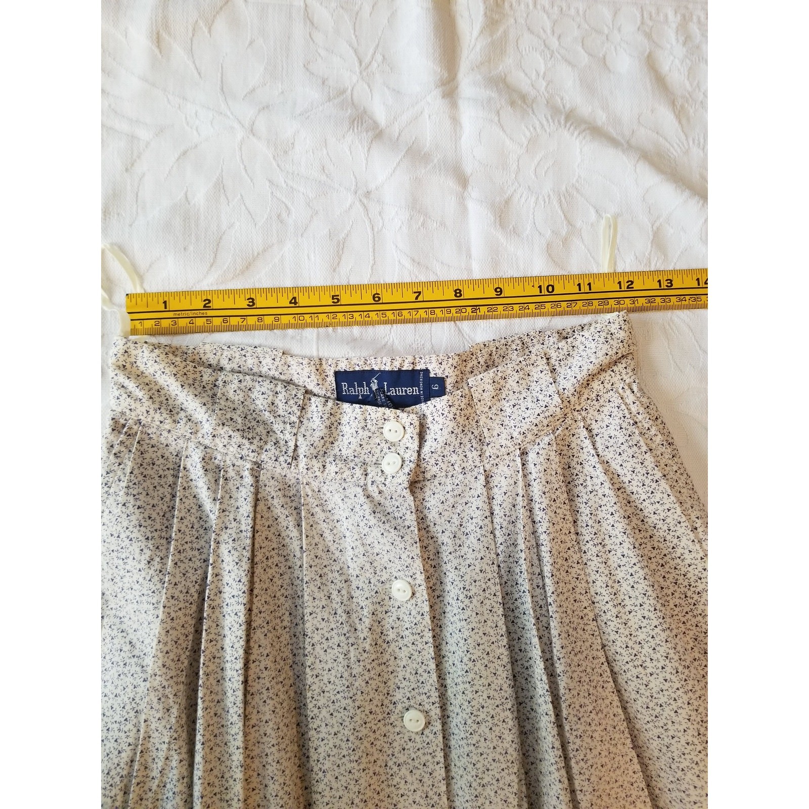 Vintage Ralph Lauren Calico Maxi Skirt Sz 6 Prairie Pleated Pockets 80s Cotton
