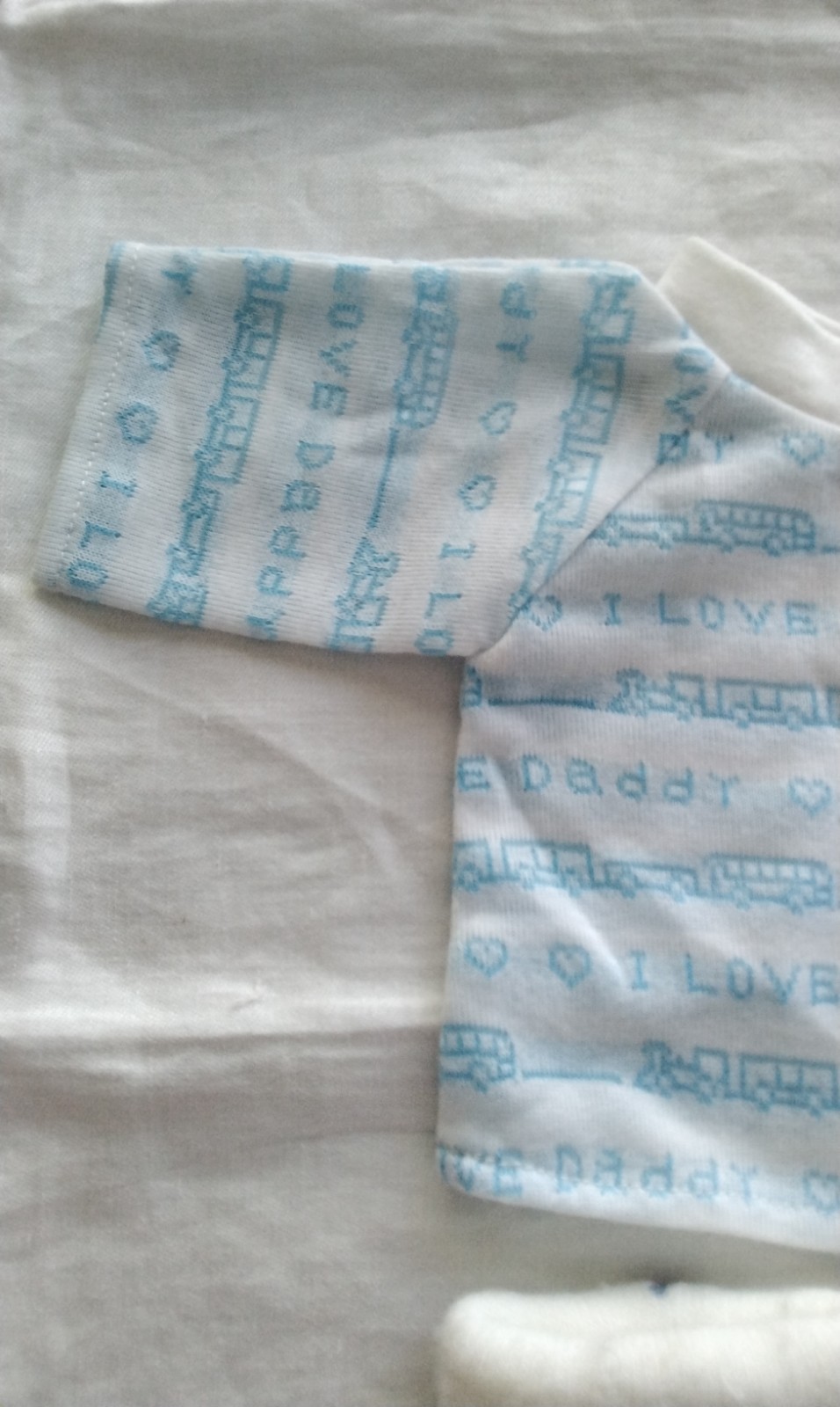 1970’s Baby Booties Pink „Love Mommy” & Blue „Love Daddy” & I Love Daddy Shirt