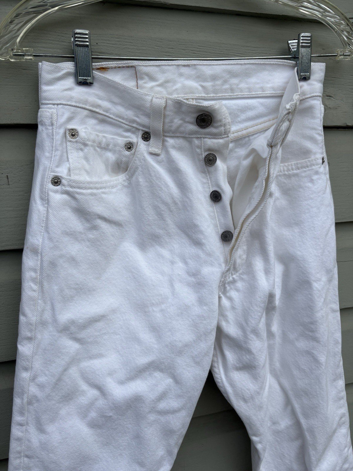 VTG Y2K Levi’s 501 White Button Fly Denim Jeans Women’s 25×31 Measured USA Made