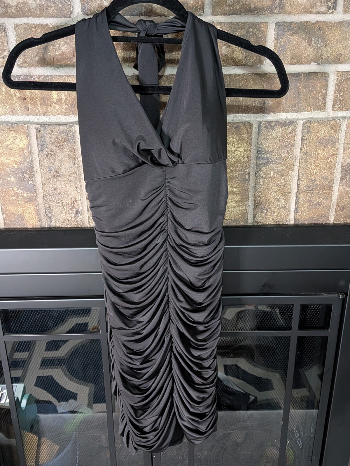 Vintage Y2k Joyce Leslie Body Con Dress Black Halter Teen Sz M Sexy Club Party