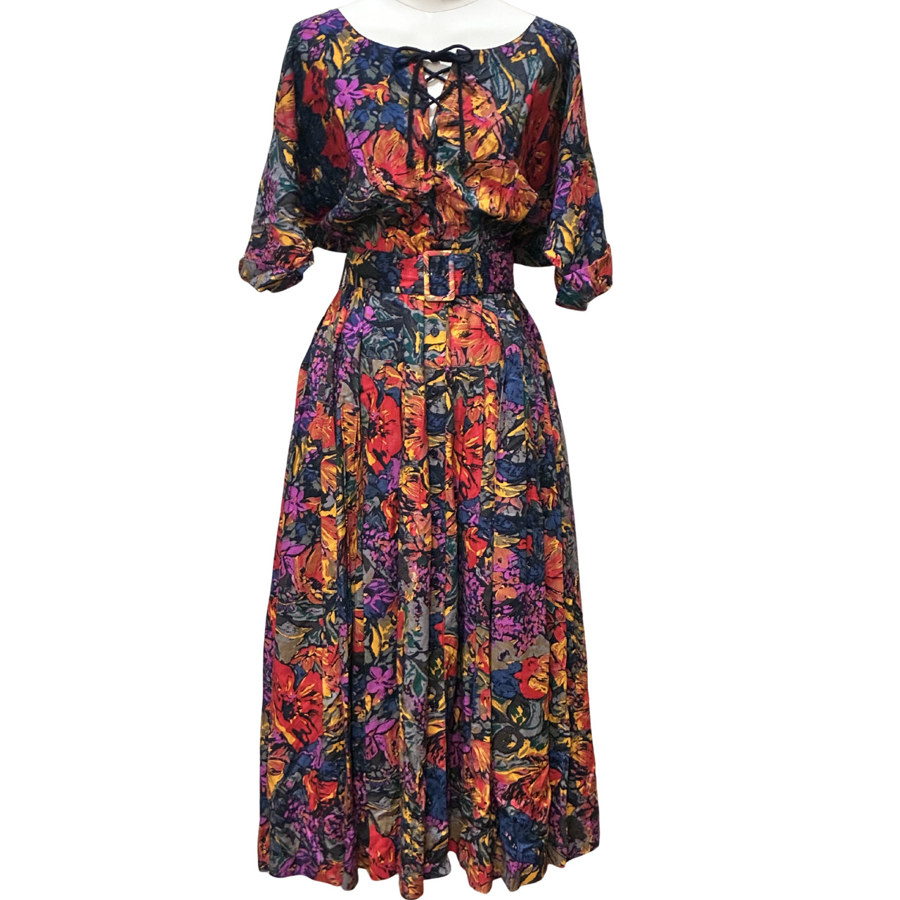 Vintage 90s Together! Tea Dress, Corset Lace Up Front, Romantic Boho Festival
