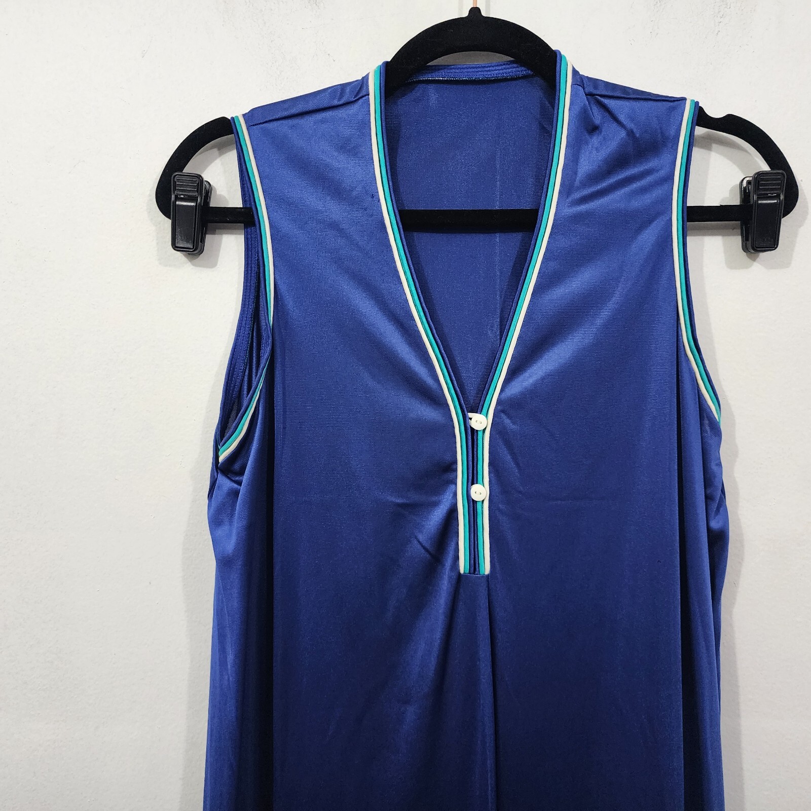 Women’s Vintage 70s XS/S Misses JC Penney Nylon Royal Blue Teal White Piping Cap