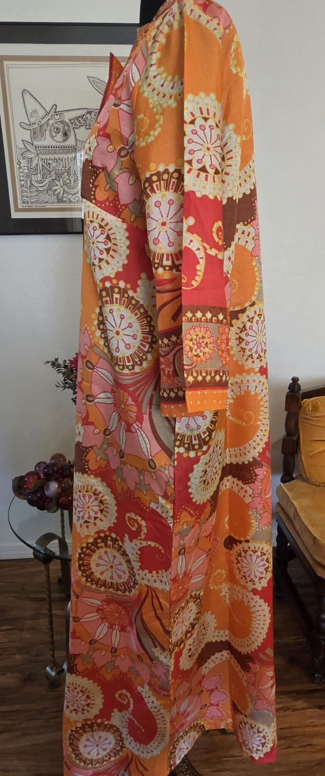 🌼60’s KAFTAN House Dress Sz 16 Mod 🍄 Unbranded NWOT