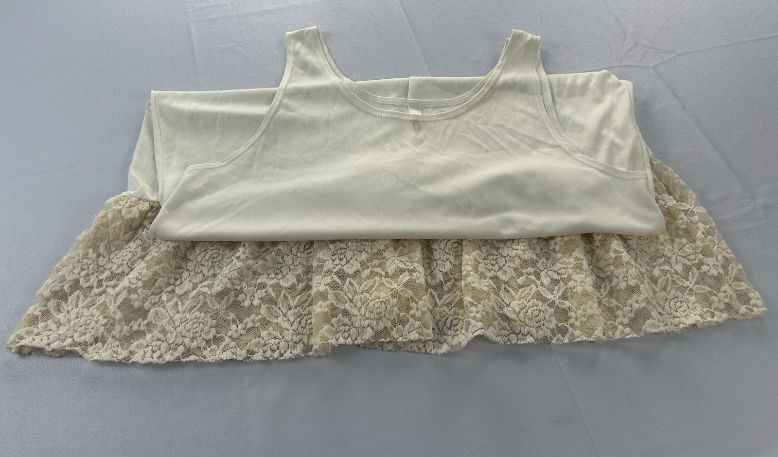 Kendra’s Y2K XL Ivory Lace Hem Layering Slip Extender Made USA BOHO Cottagecore