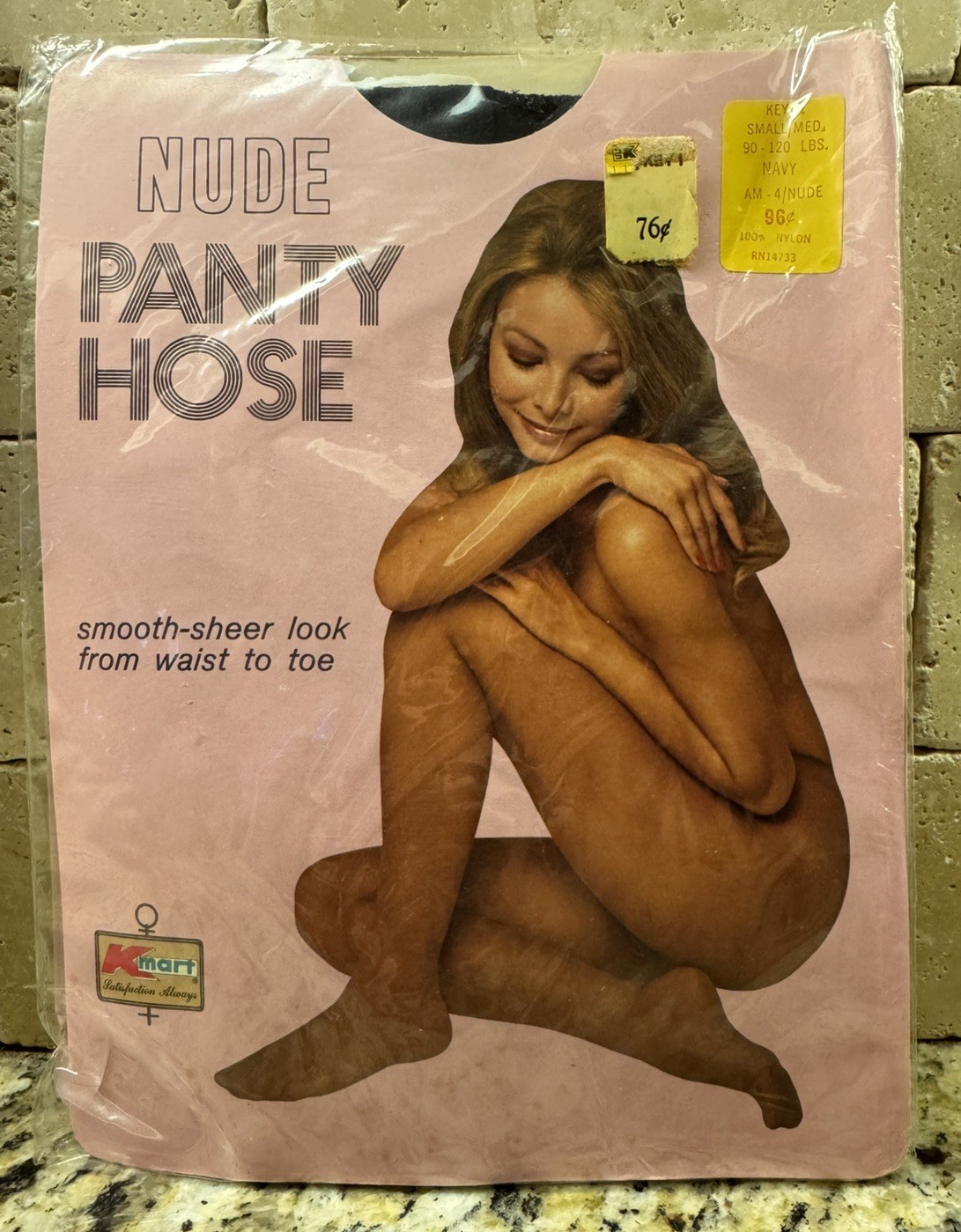 VTG 1960s Kmart NUDE Panty Hose Smooth-Sheer Waist To Toe Off Black S/M A Nylons