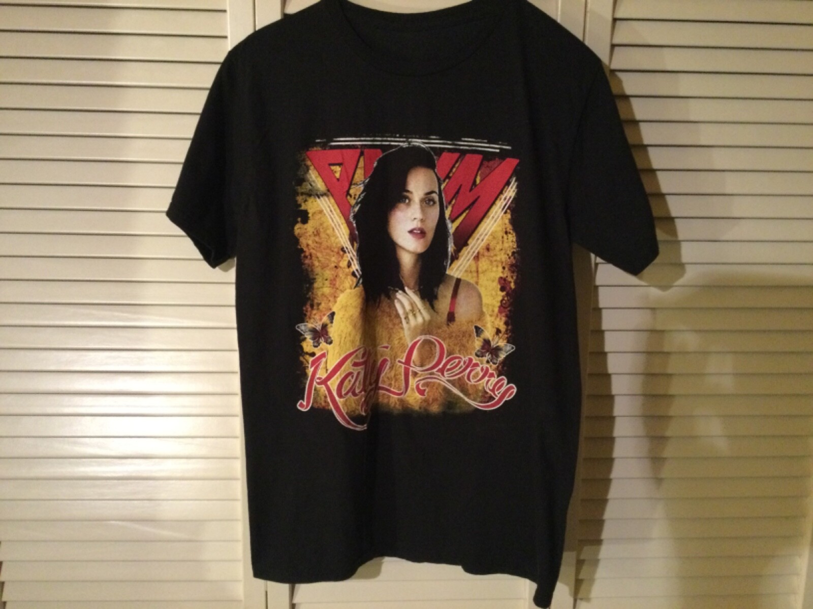 KATY PERRY The Prismatic 2014 World Tour black T-SHIRT Size L no tag 2 sided VG+