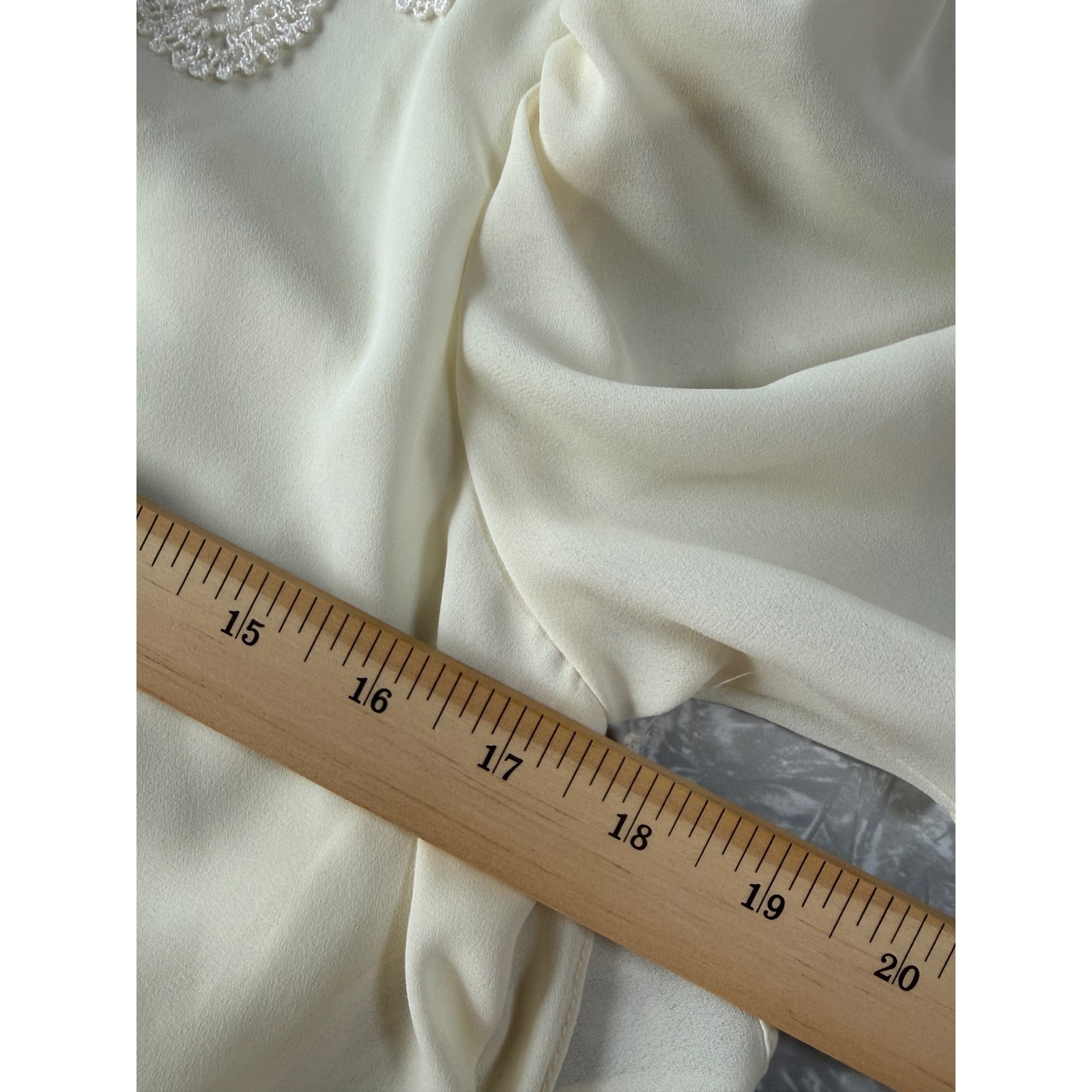 Vintage Jody California Cream Chiffon Crochet Lace Midi Dress Blouson 9/10 1980s