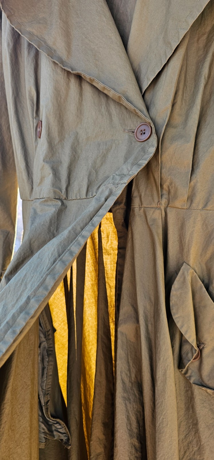 VINTAGE Rare Omo Norma Kamali Khaki Trench Coat/ Dress Size 4 Pre-owned