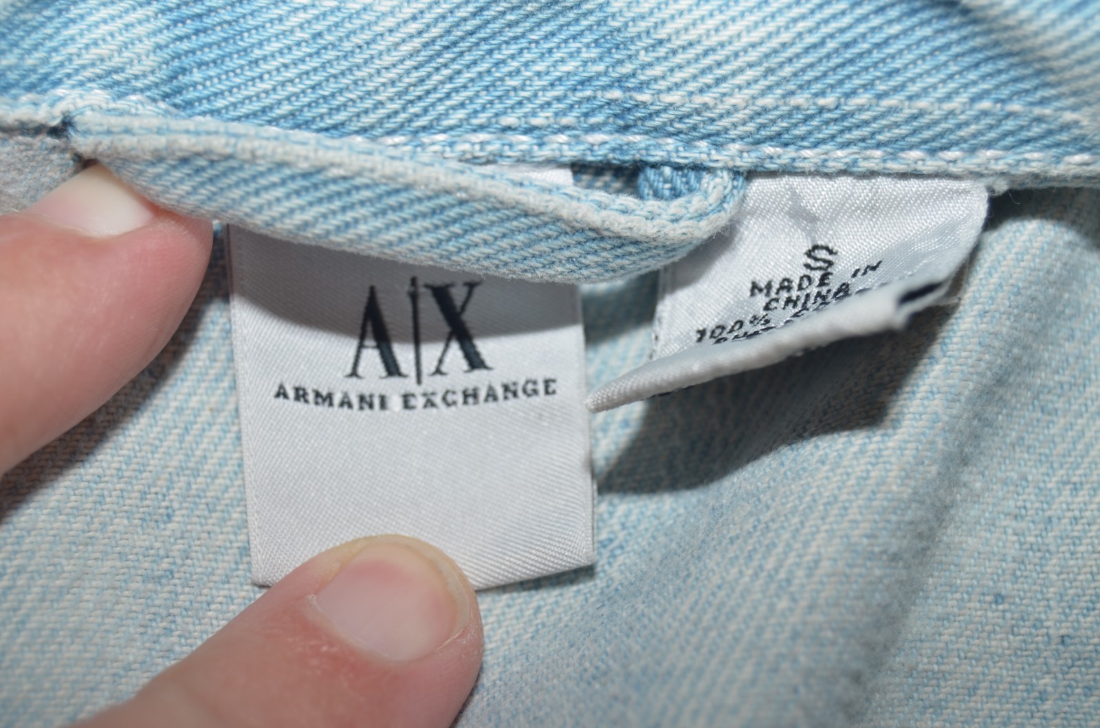 VTG Armani Exchange Stone Washed Button Down Jean Denim Jacket Womens S